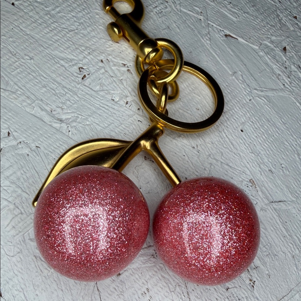 Cherries, New WT large pink sparkle, keychain, or bag charm - Picture 3 of 6